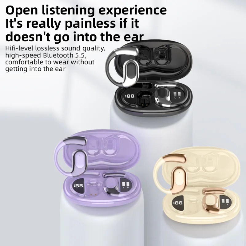 Open-Ear Wireless Bluetooth 5.5 Headphones OWS Ear-Hook Sports Earphones with Digital Display for Running Workouts
Open-Ear Wireless Bluetooth 5.5 Headphones OWS Ear-Hook Sports Earphones with Digital Display for Running Workouts