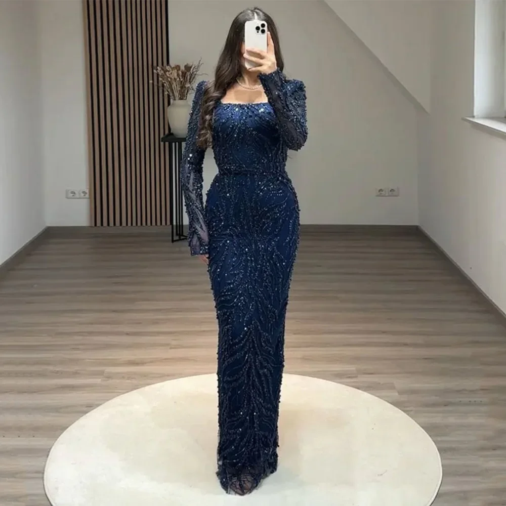 Customized Sparkling Evening Dresses Square Neck Full Sleeves Beading Sequined Sheath Pageant Party Gown Formal Prom Dresses
Customized Sparkling Evening Dresses Square Neck Full Sleeves Beading Sequined Sheath Pageant Party Gown Formal Prom Dresses