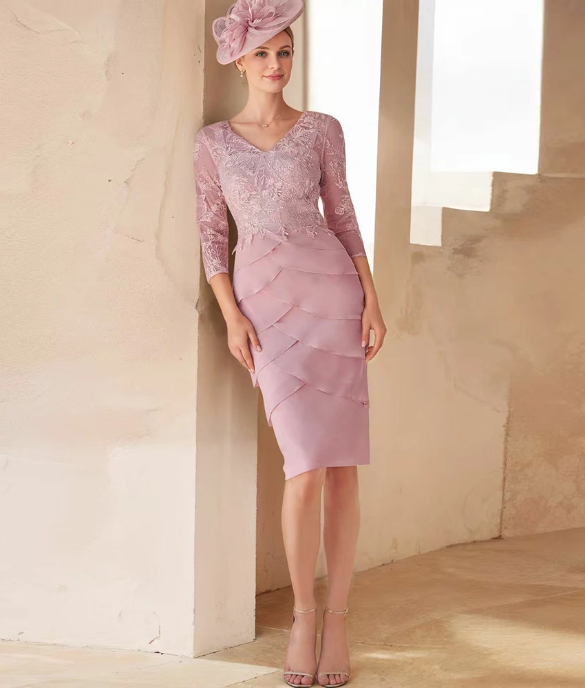 Customized Graceful Jersey Straight Appliques Tiered Evening Dress Temperament 3/4 Sleeves V-Neck Knee Length prom dresses
Customized Graceful Jersey Straight Appliques Tiered Evening Dress Temperament 3/4 Sleeves V-Neck Knee Length prom dresses