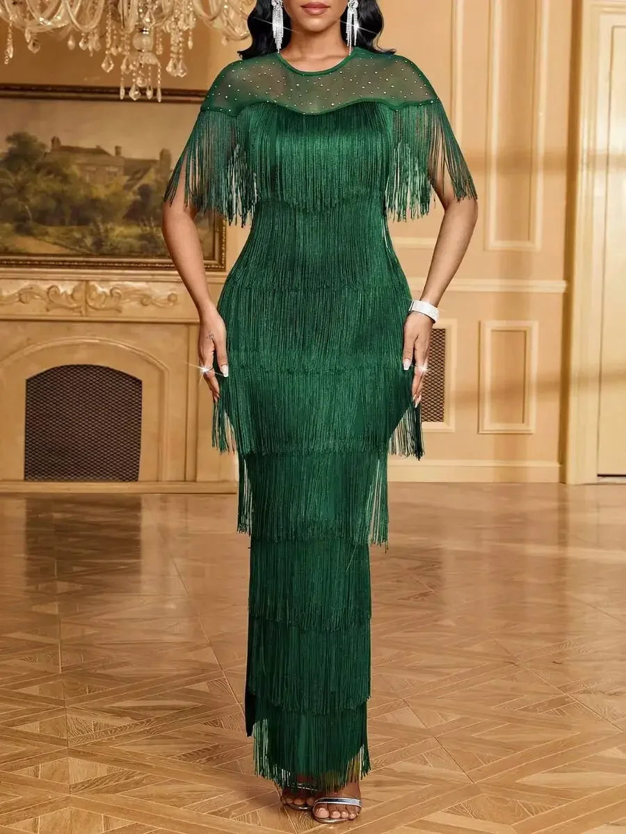 Elegant Green Fringe Tassel Sequin Mesh Patchwork Party Dress For Women
Elegant Green Fringe Tassel Sequin Mesh Patchwork Party Dress For Women