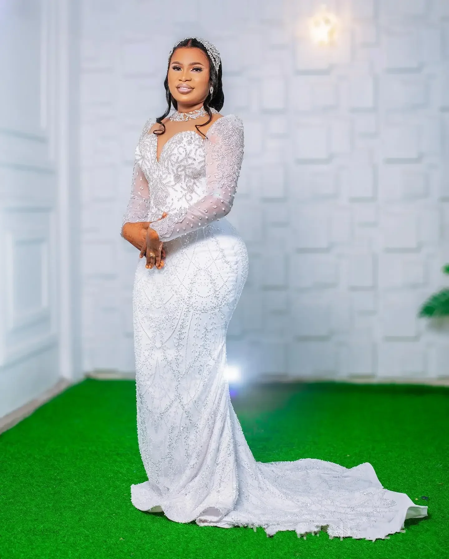 Customized High Neck Sparkly Beaded Crystals Mermaid Wedding Dress with Removable Skirt Robe Mariée Long Sleeves Bridal Gowns
Customized High Neck Sparkly Beaded Crystals Mermaid Wedding Dress with Removable Skirt Robe Mariée Long Sleeves Bridal Gowns