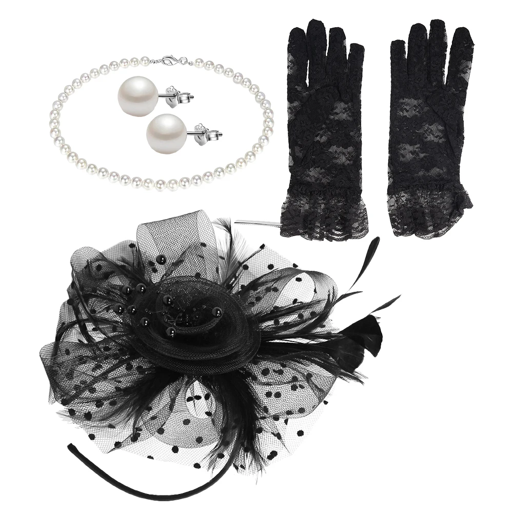 1 set Classic Fascinator Hat Mesh Veil Black Bridal Women Pearl Set Lace Gloves Tea Party Wedding Accessories Headband
1 set Classic Fascinator Hat Mesh Veil Black Bridal Women Pearl Set Lace Gloves Tea Party Wedding Accessories Headband