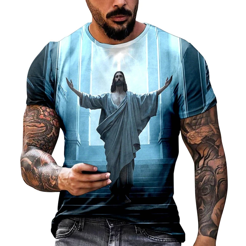 Summer Fashiot Shirts For Men 3D Printing Jesus Christian Faith Shirt Short Sleeve Tops Cross Patterned Unisex Casual T Shirts
Summer Fashiot Shirts For Men 3D Printing Jesus Christian Faith Shirt Short Sleeve Tops Cross Patterned Unisex Casual T Shirts