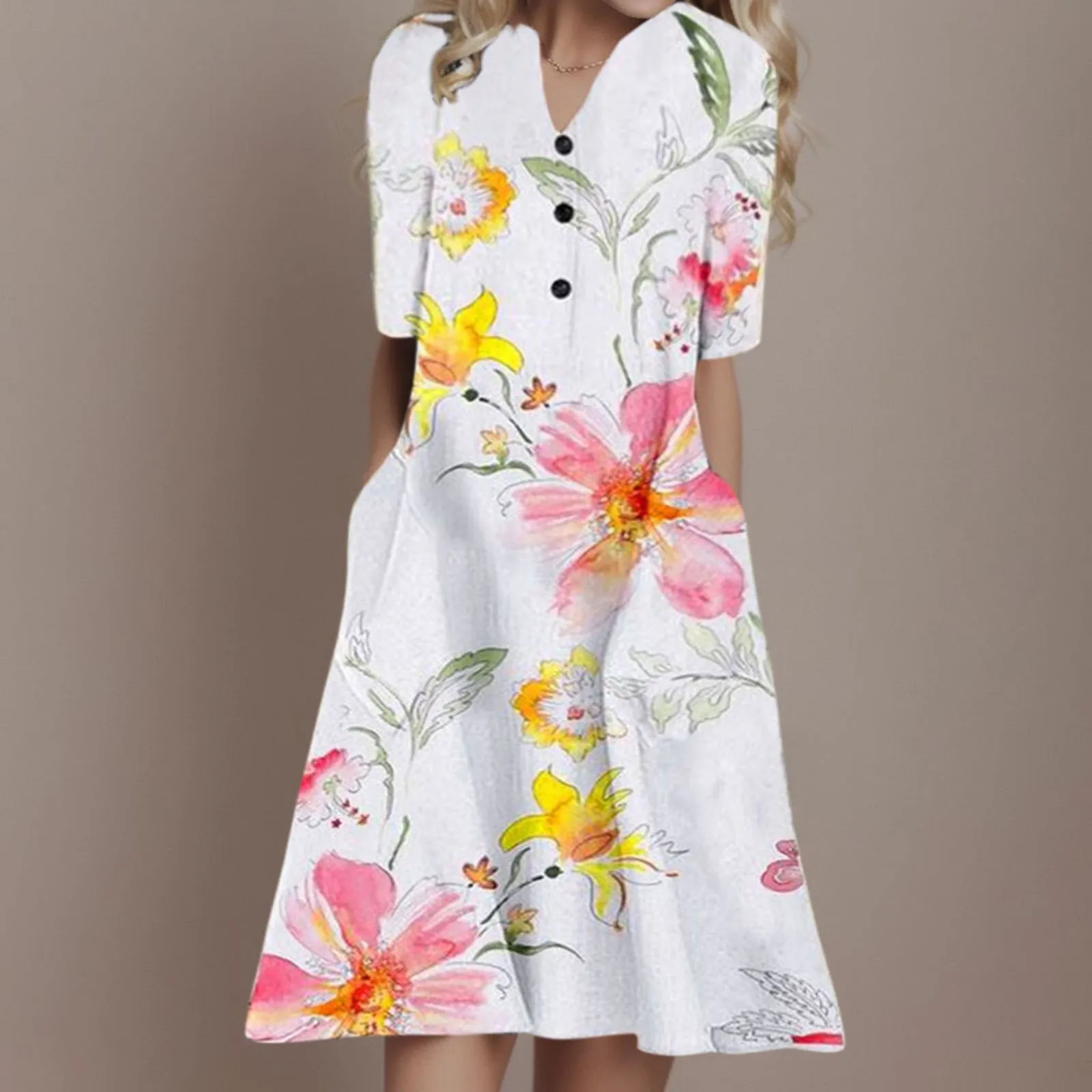 2023 Summer Beach Sundress Casual Women Oversized Long Dresses Fashion Ladies Loose V-Neck Short Sleeve Pocket Lady Midi Dress
2023 Summer Beach Sundress Casual Women Oversized Long Dresses Fashion Ladies Loose V-Neck Short Sleeve Pocket Lady Midi Dress