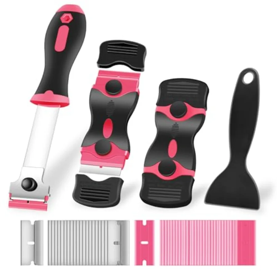 4 Pack Razor Blade Scraper, Premium Cleaning Scraper Tool with 50 PCS Metal and Plastic Razor Blades, Multi-Purpose Glass Scrap
4 Pack Razor Blade Scraper, Premium Cleaning Scraper Tool with 50 PCS Metal and Plastic Razor Blades, Multi-Purpose Glass Scrap