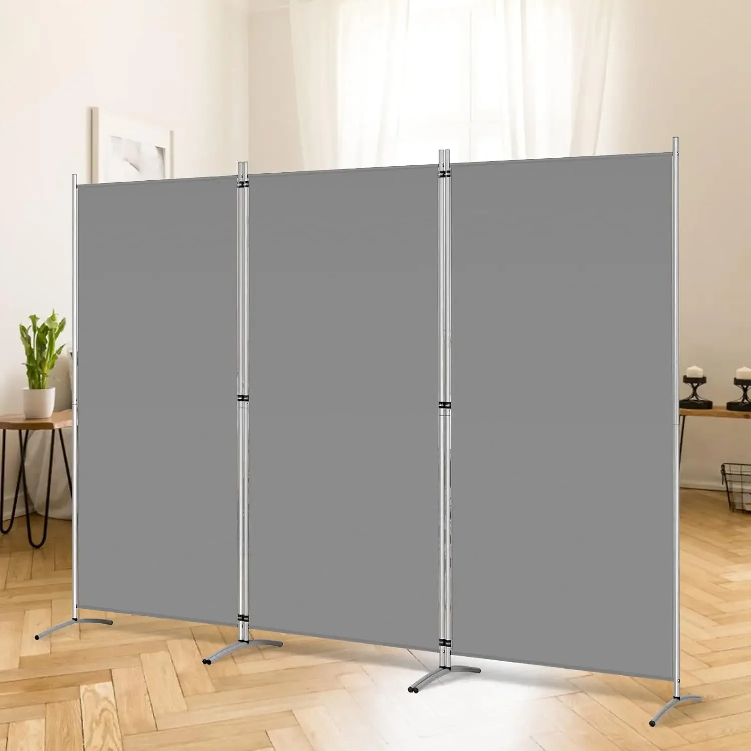 3 Panel Room Divider, 6 Ft Tall Folding Privacy Screen Freestanding Room Partition Wall Dividers, 102''W x 20''D x 71''H, Grey
3 Panel Room Divider, 6 Ft Tall Folding Privacy Screen Freestanding Room Partition Wall Dividers, 102''W x 20''D x 71''H, Grey