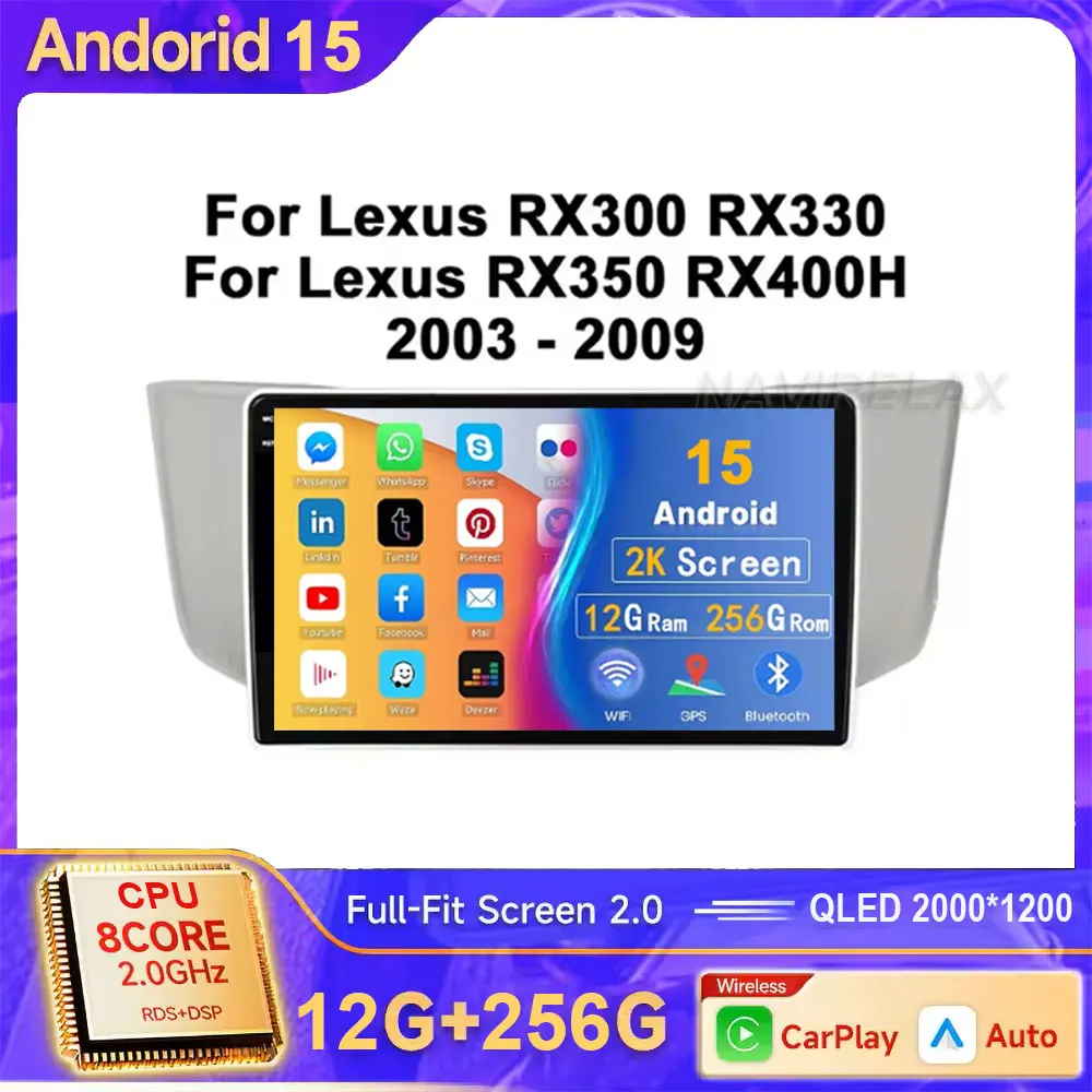 Android 15 Radio For Lexus RX300 RX330 RX350 RX400H 2003-2014 Car stereo Multimedia Player Carplay Auto GPS navigation
Android 15 Radio For Lexus RX300 RX330 RX350 RX400H 2003-2014 Car stereo Multimedia Player Carplay Auto GPS navigation