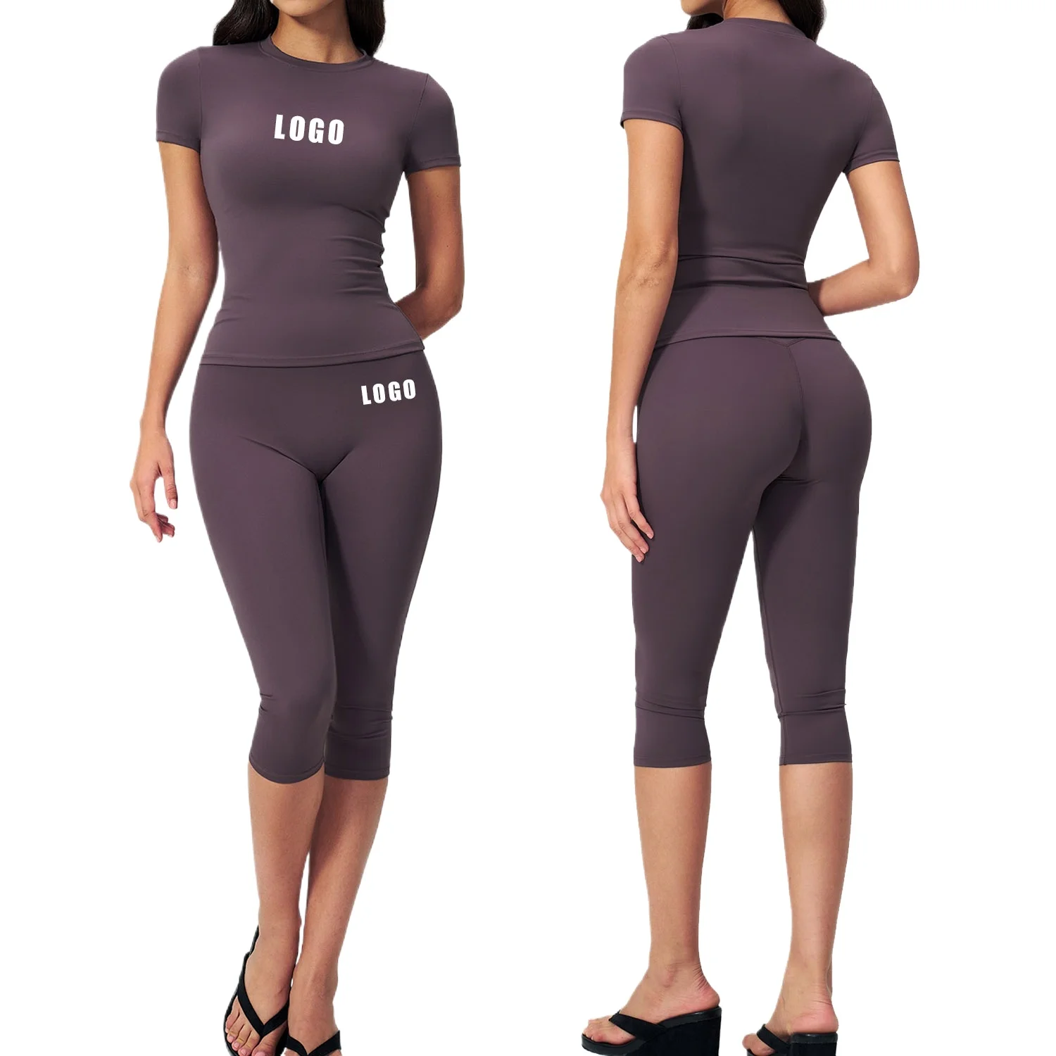 Custom LOGO women's breathable tight yoga clothes high waist quick-drying fitness clothes seven-point pants sports two-piece set
Custom LOGO women's breathable tight yoga clothes high waist quick-drying fitness clothes seven-point pants sports two-piece set