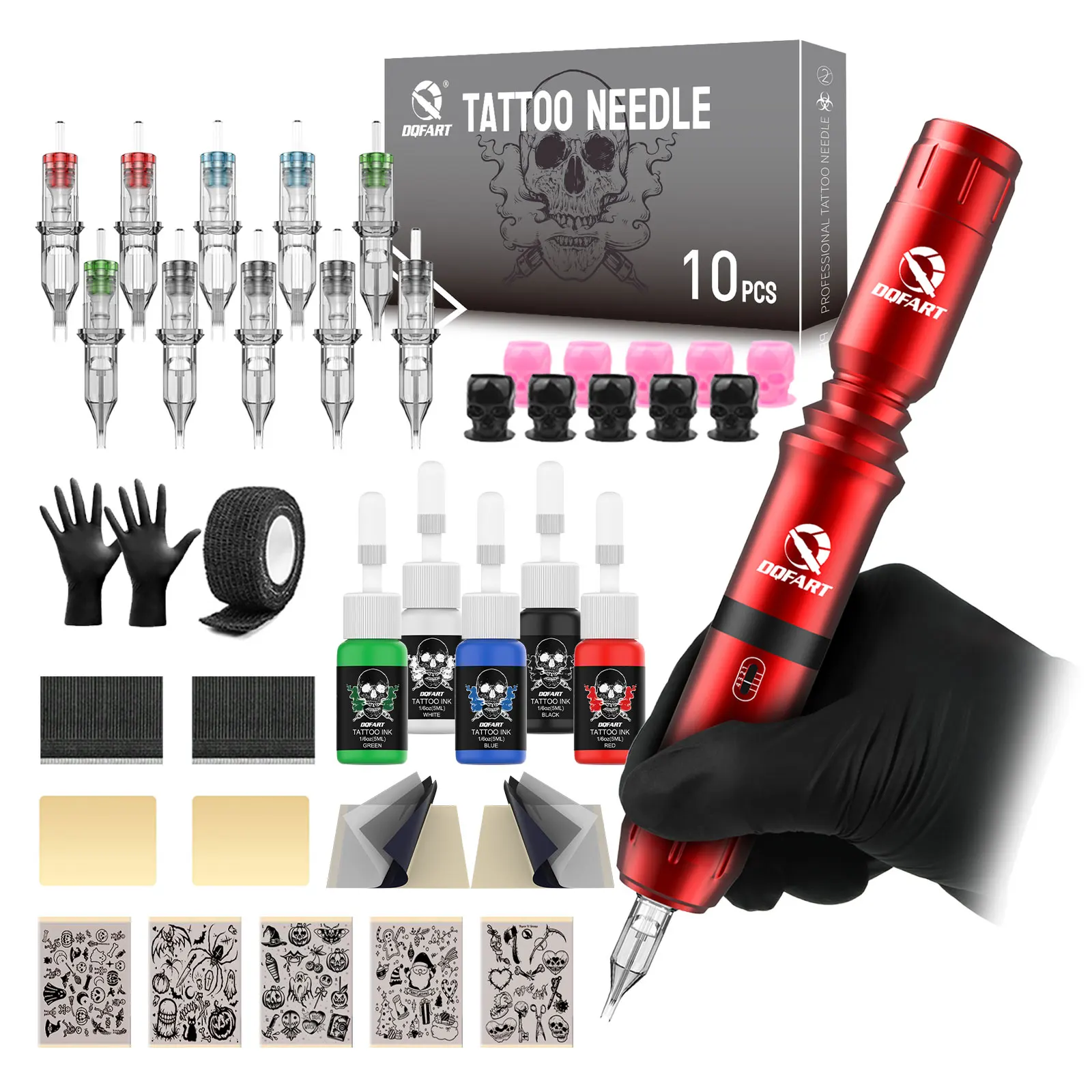 DQFART Wireless Tattoo Gun Kit With 1200mah Power Supply, Tattoo Kit For Beginners, Including 10 Tattoo Needles, 5 Tattoo Ink
DQFART Wireless Tattoo Gun Kit With 1200mah Power Supply, Tattoo Kit For Beginners, Including 10 Tattoo Needles, 5 Tattoo Ink
