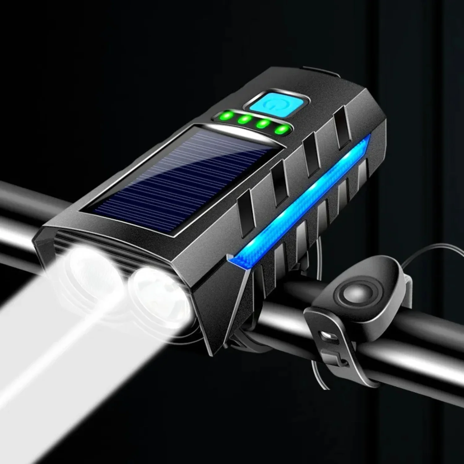Bicycle Light Headlight Dual Light Solar Rechargeable Strong Flashlight Night Riding Light Gear
Bicycle Light Headlight Dual Light Solar Rechargeable Strong Flashlight Night Riding Light Gear