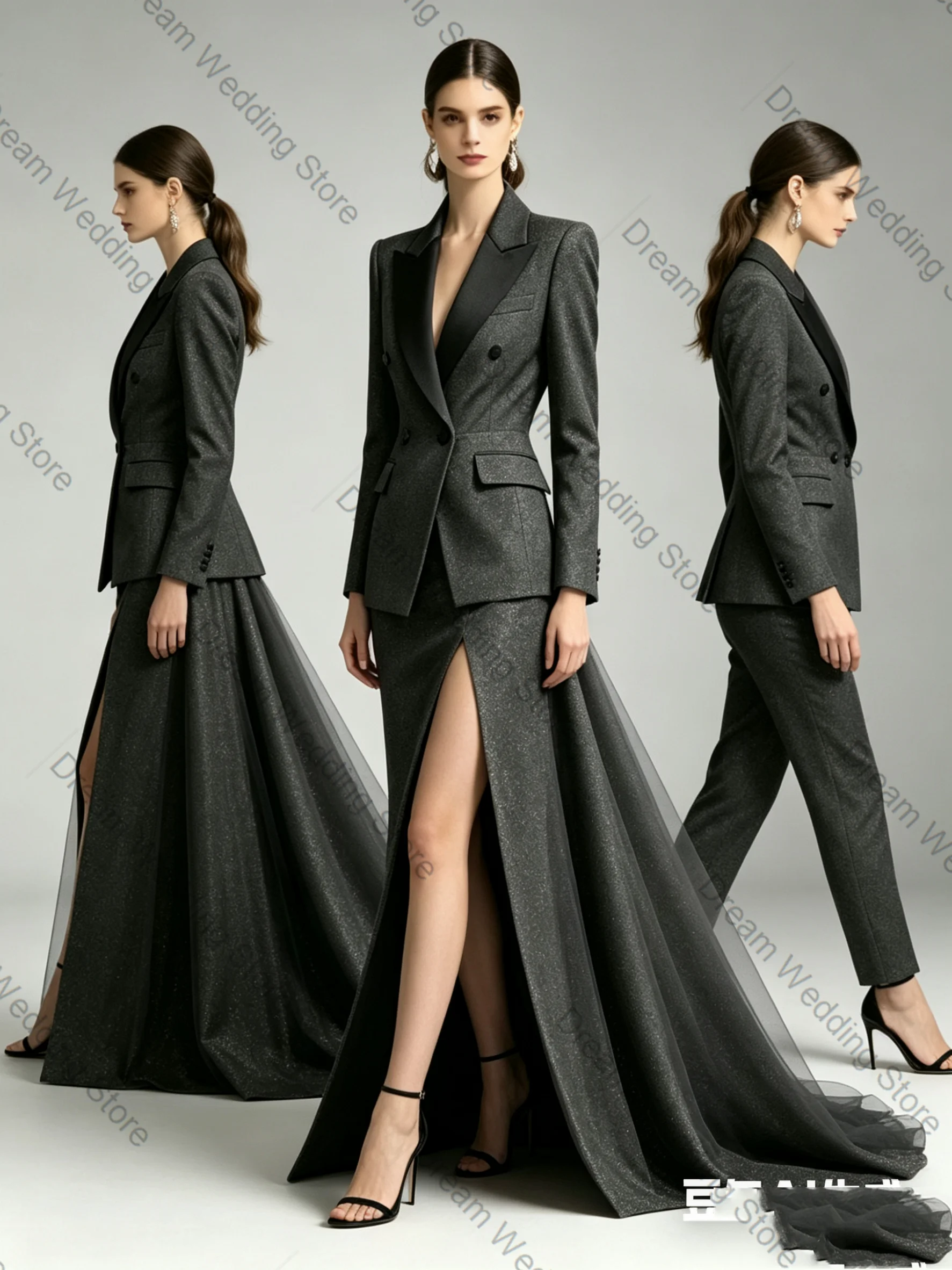 Shiny Women Suit Skirt Set 2 Pcs Blazer+Long Tulle Prom Dress Formal Office Lady Jacket Customized Wedding Guest Coat
Shiny Women Suit Skirt Set 2 Pcs Blazer+Long Tulle Prom Dress Formal Office Lady Jacket Customized Wedding Guest Coat