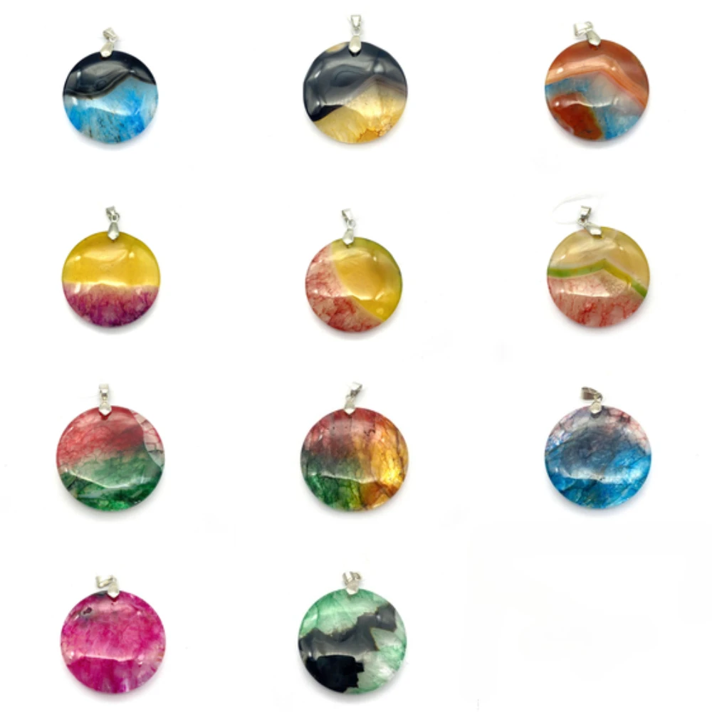 Round Natural Agate Pendants Colorful Semi-precious Stone Charms Handmade Woman Fashion Necklace Jewelry Accessory Random 1pc
Round Natural Agate Pendants Colorful Semi-precious Stone Charms Handmade Woman Fashion Necklace Jewelry Accessory Random 1pc