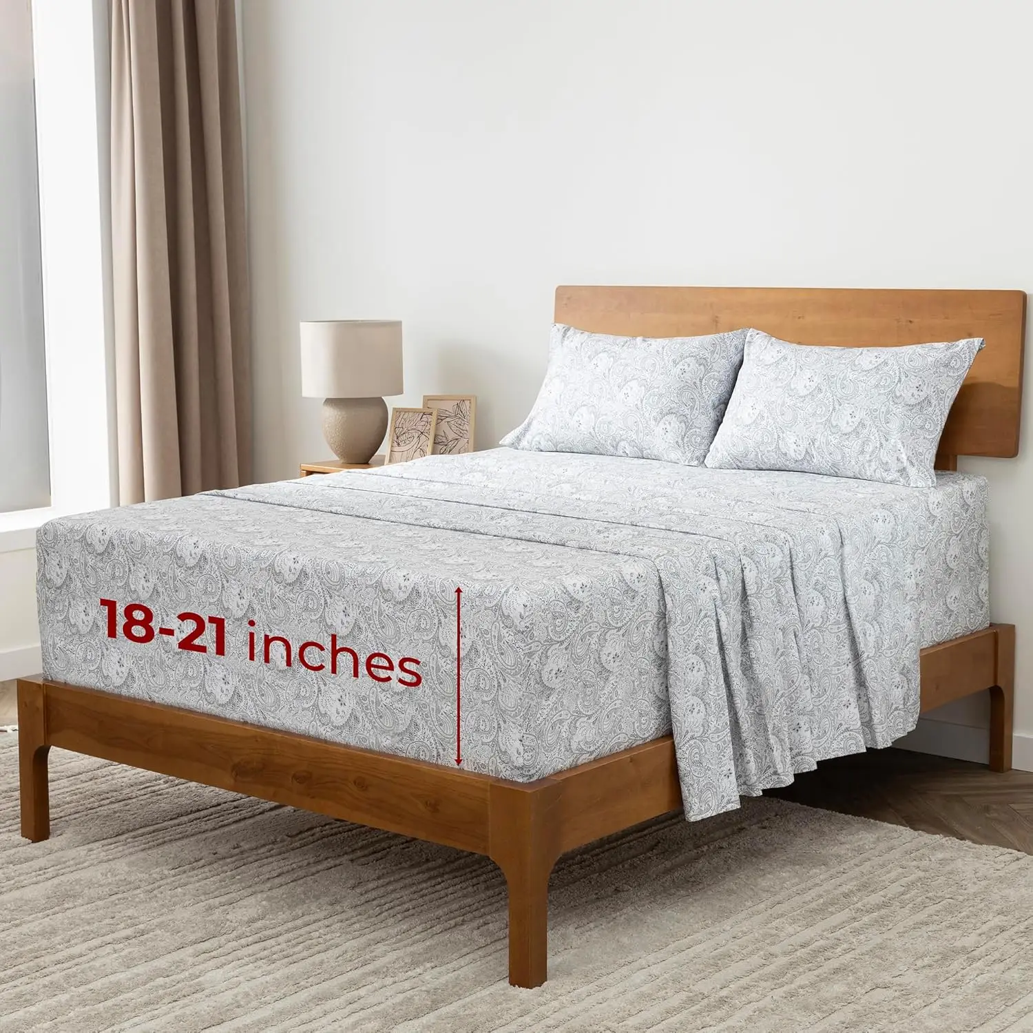 Extra Deep King Sheets - 4 PC Hotel Luxury Bedding, Ultra Soft Cooling, Wrinkle Fade Stain Resistant (King, Paisley Gray)
Extra Deep King Sheets - 4 PC Hotel Luxury Bedding, Ultra Soft Cooling, Wrinkle Fade Stain Resistant (King, Paisley Gray)