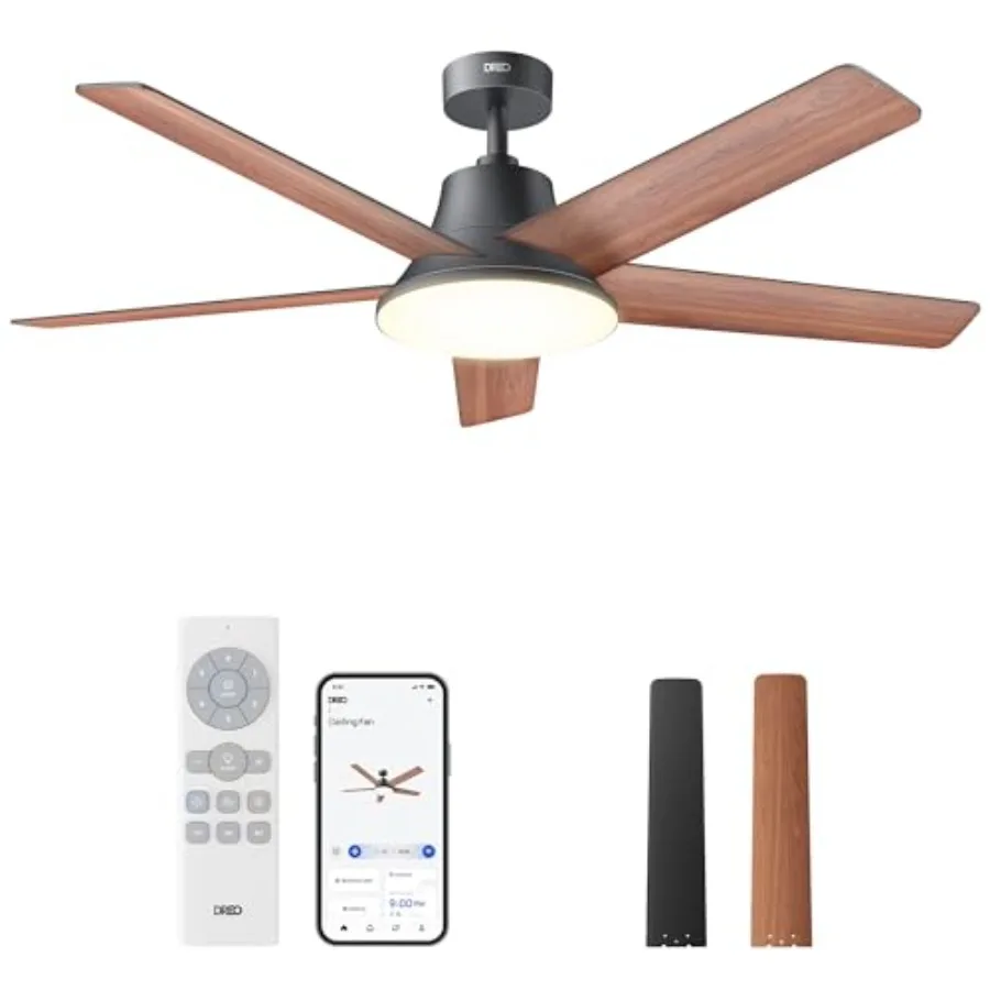 Smart ceiling fan with lights for indoor use, black ABS and metal, black, 12 speeds, stepless color tones, dimmable LED, quiet
Smart ceiling fan with lights for indoor use, black ABS and metal, black, 12 speeds, stepless color tones, dimmable LED, quiet