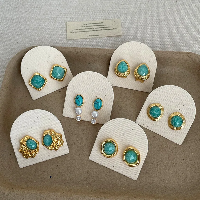 Minar Luxury Multiple Natural Stone Turquoise CZ Zircon Geometric Water Drop Square Irregular Stud Earrings for Women Oorbellen
Minar Luxury Multiple Natural Stone Turquoise CZ Zircon Geometric Water Drop Square Irregular Stud Earrings for Women Oorbellen