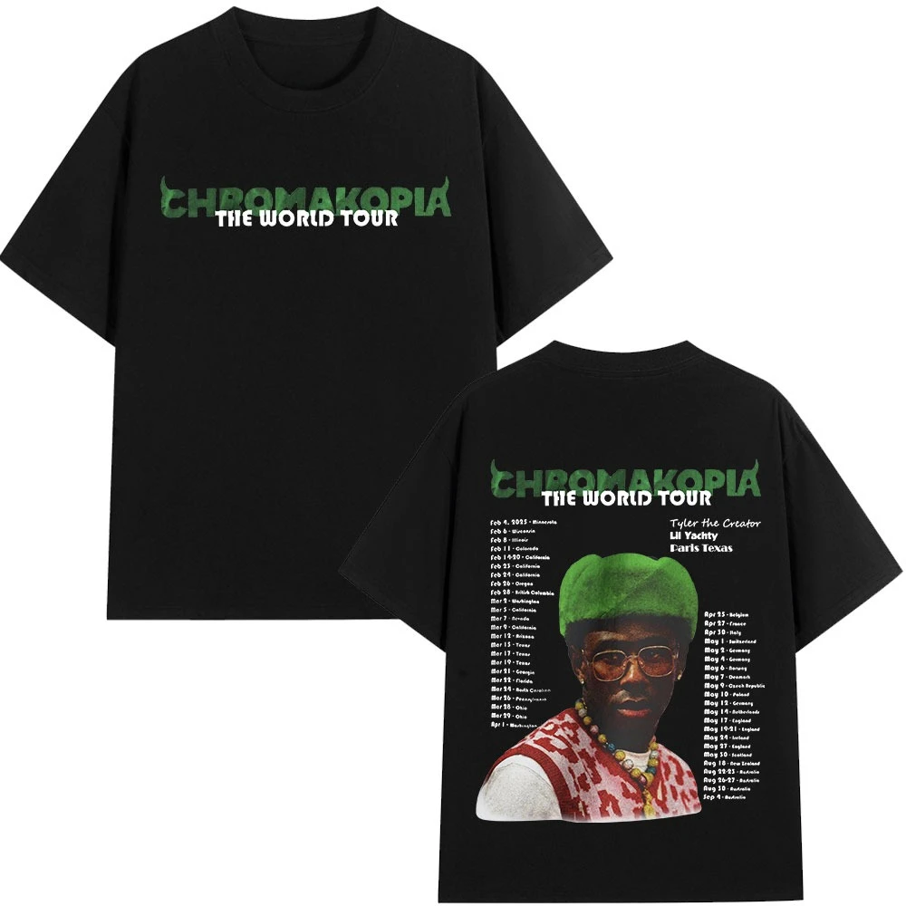 2025 New Summer Tyler The Creator Chroma Printed T-Shirt Summer Fashion Ladies Harajuku Vintage T-Shirt Hip Hop T-Shirt
2025 New Summer Tyler The Creator Chroma Printed T-Shirt Summer Fashion Ladies Harajuku Vintage T-Shirt Hip Hop T-Shirt