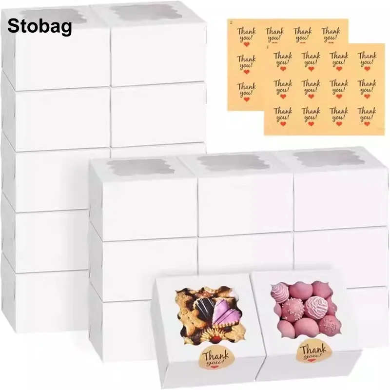 StoBag 20pcs White Kraft Paper Cake Box Gift with Window Packaging for Candy Dessert Cookies Doughnut Storage Baking Party Favor
StoBag 20pcs White Kraft Paper Cake Box Gift with Window Packaging for Candy Dessert Cookies Doughnut Storage Baking Party Favor