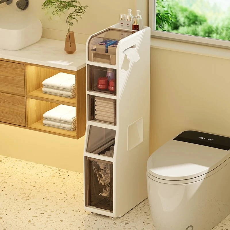 Bathroom Gap Storage Cabinet, Minimalist Modern Trash Bin, Drawer-Type Ultra-Narrow Bathroom Storage Cabinet, Toilet Side
Bathroom Gap Storage Cabinet, Minimalist Modern Trash Bin, Drawer-Type Ultra-Narrow Bathroom Storage Cabinet, Toilet Side
