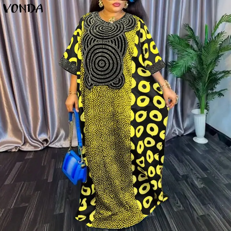 Plus Size 5XL VONDA Bohemian Print Maxi Dress Women Fashion Half Sleeve Casual Party Vestidos 2026 Vintage Long Robe Oversized
Plus Size 5XL VONDA Bohemian Print Maxi Dress Women Fashion Half Sleeve Casual Party Vestidos 2026 Vintage Long Robe Oversized