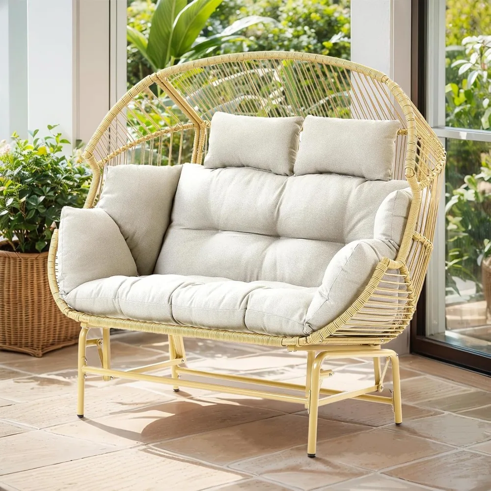 Double Egg Chair Outdoor Glider Loveseat, 550LBS Weight Capacity Wicker Patio Rocking Egg Chairs, Handwoven Rattan Porch Furnitu
Double Egg Chair Outdoor Glider Loveseat, 550LBS Weight Capacity Wicker Patio Rocking Egg Chairs, Handwoven Rattan Porch Furnitu