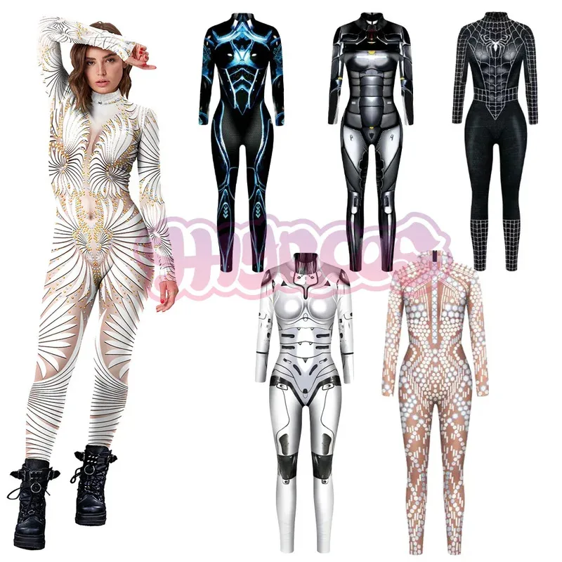 Lace Sequins Pattern 3D Printed Skeleton Robot Cosplay Costume Sexy Jumpsuit Women Halloween Party Clothing Slim Tight Bodysuit
Lace Sequins Pattern 3D Printed Skeleton Robot Cosplay Costume Sexy Jumpsuit Women Halloween Party Clothing Slim Tight Bodysuit