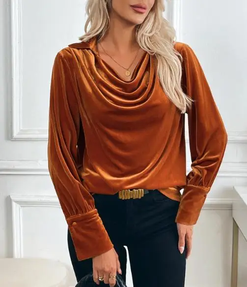 Autumn and Winter Personalized Elegant Retro Style Solid Color Velvet Shirt Women's Elegant Swing Collar Long Sleeve Top
Autumn and Winter Personalized Elegant Retro Style Solid Color Velvet Shirt Women's Elegant Swing Collar Long Sleeve Top