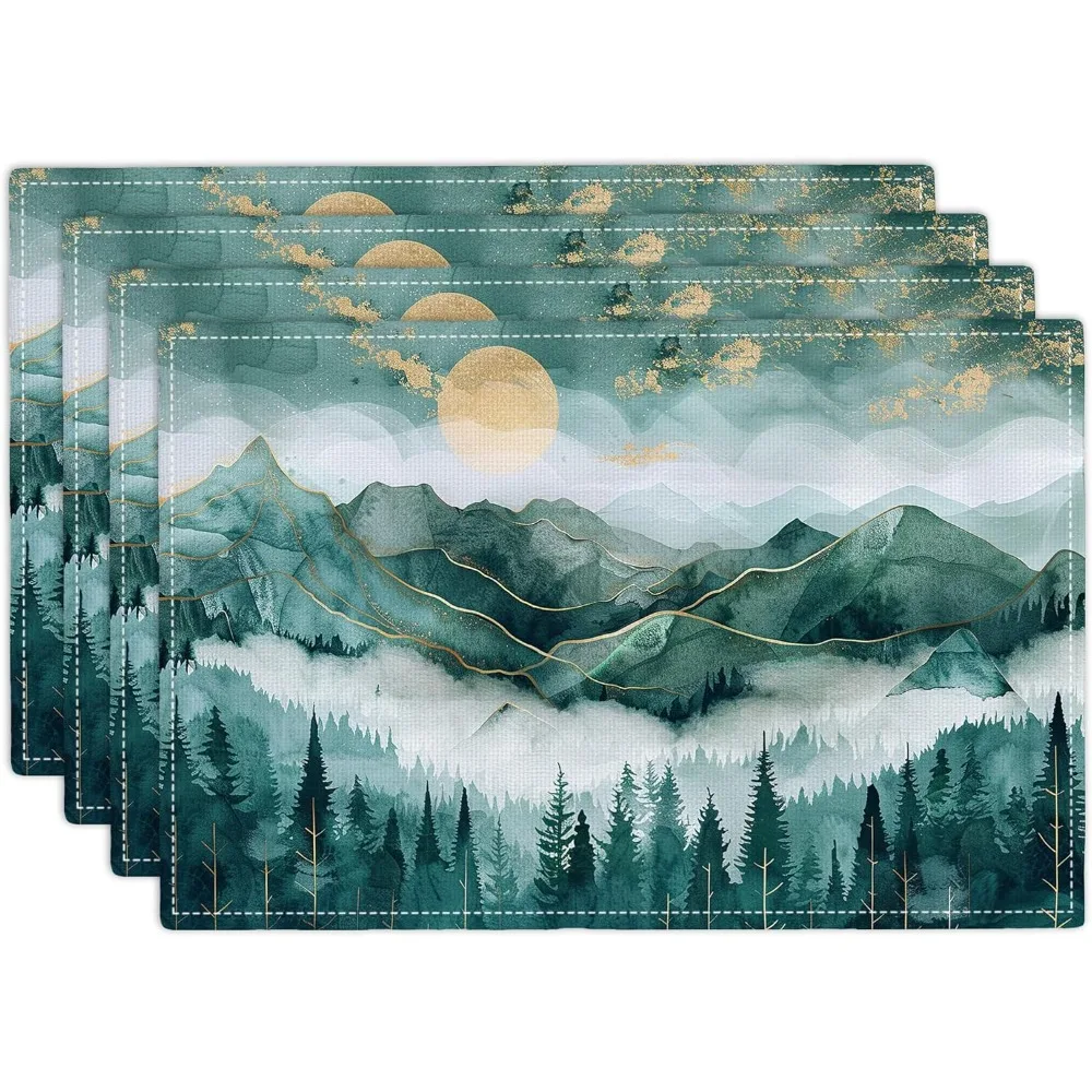 Горные салфетки, набор из 4-х лесных деревьев, пейзажа, имитация льна, термостойкие обеденные коврики для столовых приборов, туманные горные холмы
Горные салфетки, набор из 4-х лесных деревьев, пейзажа, имитация льна, термостойкие обеденные коврики для столовых приборов, туманные горные холмы
