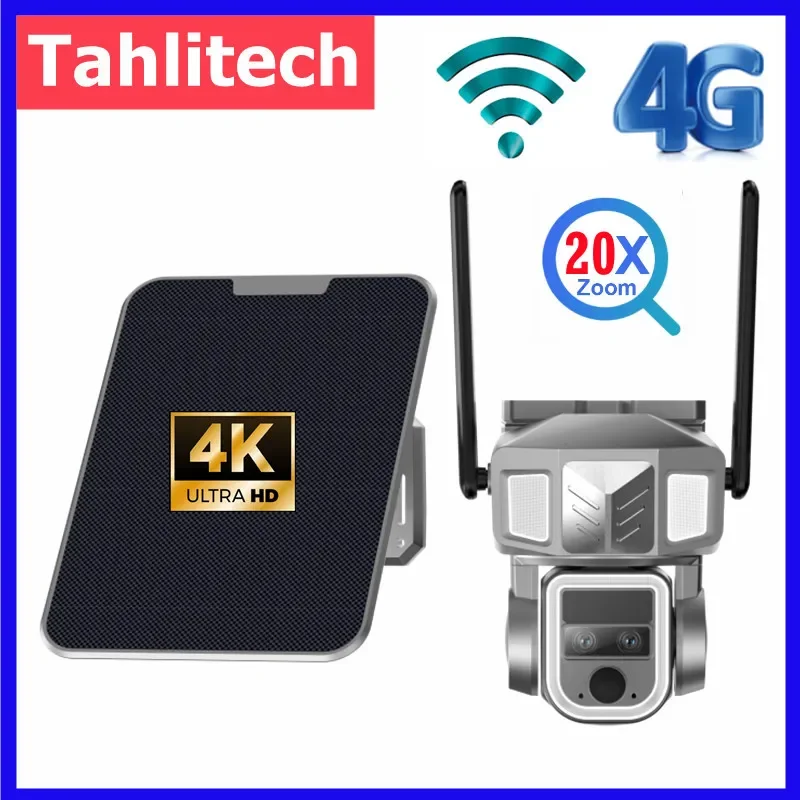 4G WIFI Dual Lens Panoramic Camera 20X Zoom 4K 8MP Home Security Outdoor security Solar Battery Powered Camera Color Nightvision
4G WIFI Dual Lens Panoramic Camera 20X Zoom 4K 8MP Home Security Outdoor security Solar Battery Powered Camera Color Nightvision
