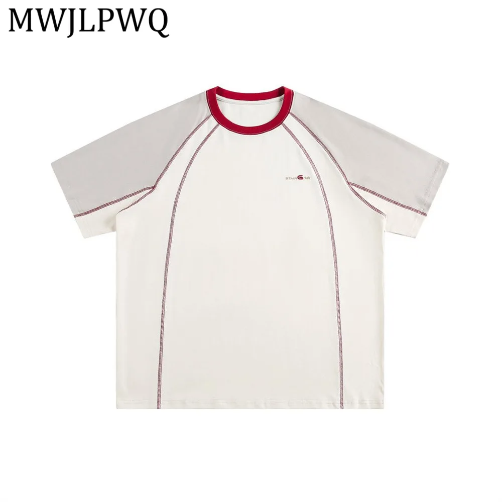 MWJLPWQ Patchwork Short-Sleeve T-Shirt Summer Men American Street Style Contrast Color Round Collar Loose Fit Casual Tops 15413
MWJLPWQ Patchwork Short-Sleeve T-Shirt Summer Men American Street Style Contrast Color Round Collar Loose Fit Casual Tops 15413