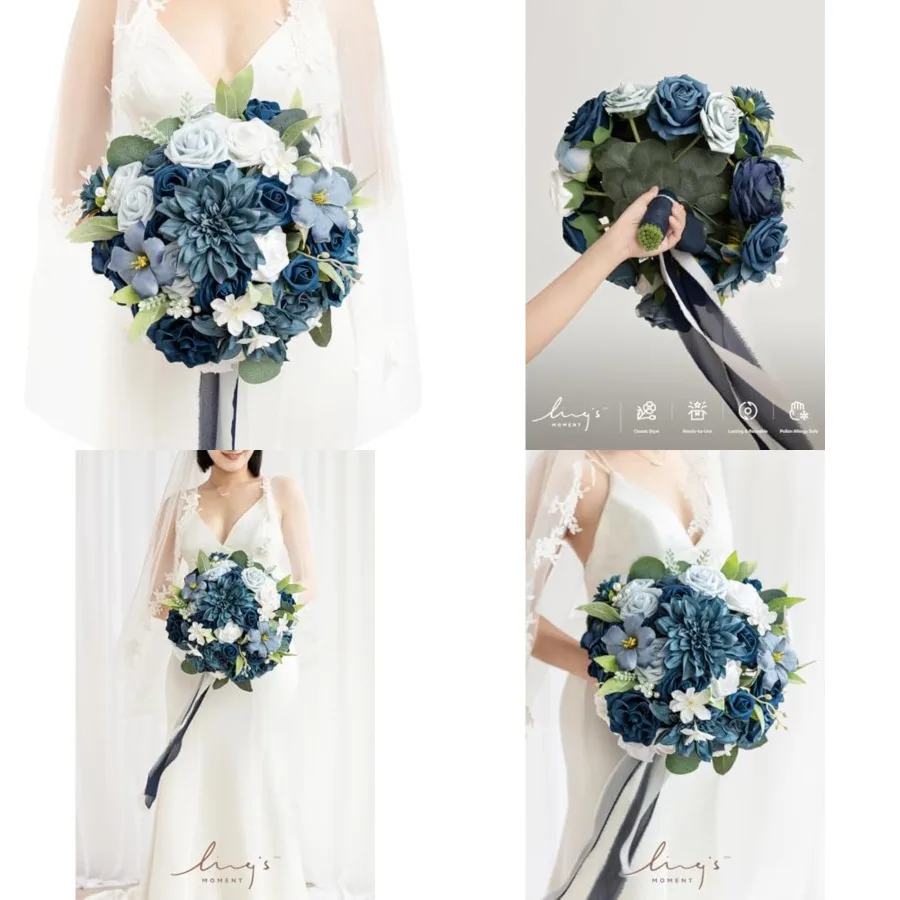 Navy Blue Bridal Bouquet for Bride, Blue Weddg Bouquets for Bride, ch Silk Round Artificial Weddg Flowers Bouquets
Navy Blue Bridal Bouquet for Bride, Blue Weddg Bouquets for Bride, ch Silk Round Artificial Weddg Flowers Bouquets