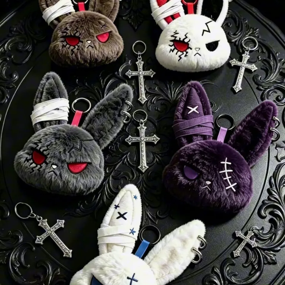 Gothic Bunny Plush Keychain RabbitBag Charm with Bandage Desian Kawaii Key Ring Pendant Car Bag Ornament Gift To
Gothic Bunny Plush Keychain RabbitBag Charm with Bandage Desian Kawaii Key Ring Pendant Car Bag Ornament Gift To