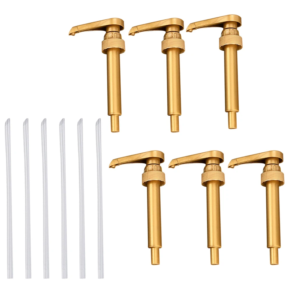 6pcs Syrup Golden Kitchen Coffee Bar Tool Syrup Pumps Universal Squeeze Head Controlled Amount Practical Popular
6pcs Syrup Golden Kitchen Coffee Bar Tool Syrup Pumps Universal Squeeze Head Controlled Amount Practical Popular