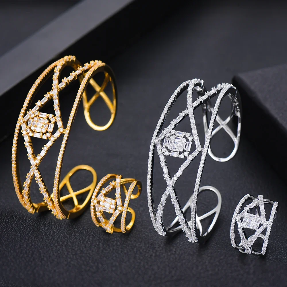 KellyBola Jewelry Women Noble And Elegant Full Cubic Zircon Geometry Bracelet Ring Set Wedding Banquet CZ Fashion Jewelry Set
KellyBola Jewelry Women Noble And Elegant Full Cubic Zircon Geometry Bracelet Ring Set Wedding Banquet CZ Fashion Jewelry Set