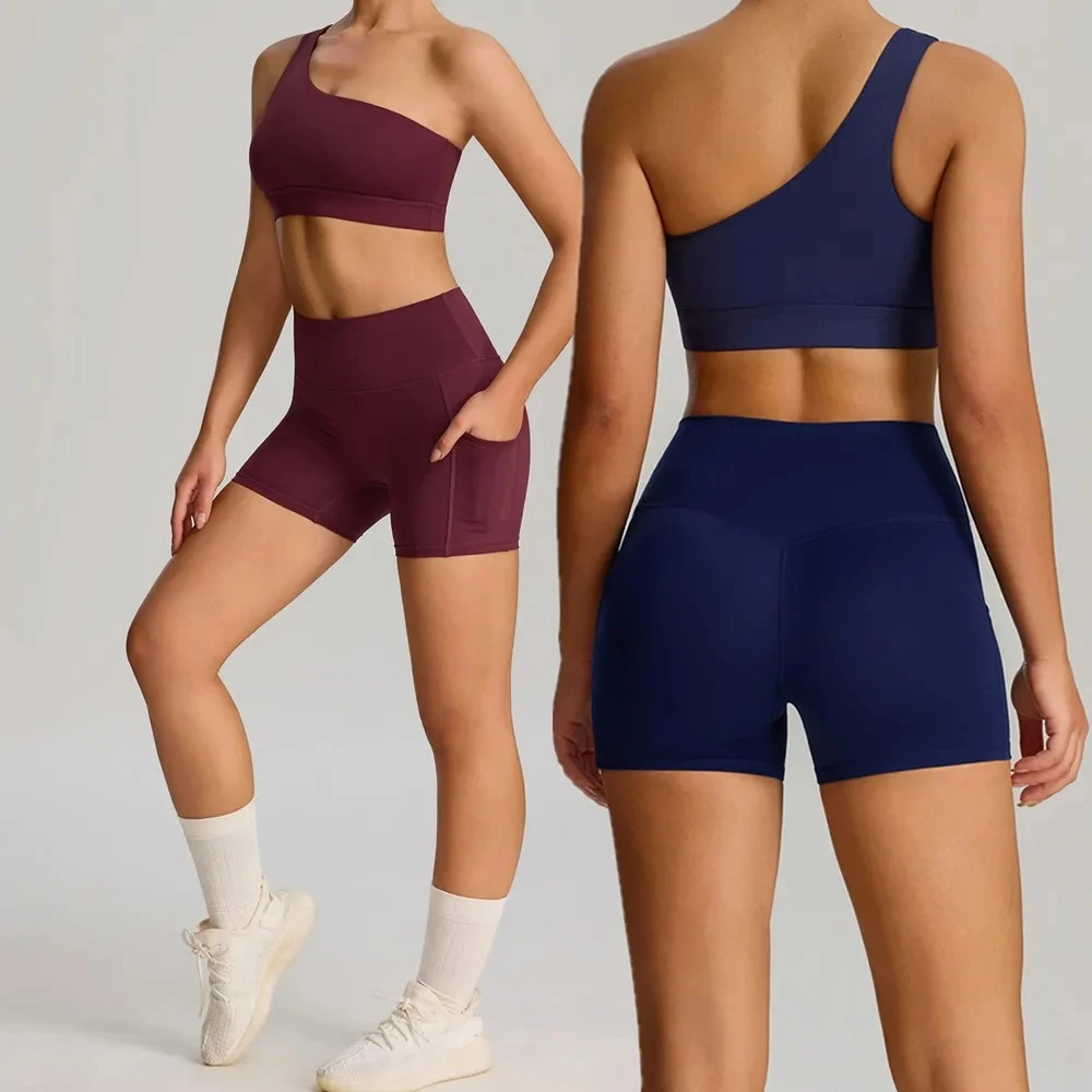 2PCS Workout Yoga Set One Shoulder Sports Bra + Shorts Leggings 2PCS Set Women Gym Tracksuit Fitness Running Active Wear Suits
2PCS Workout Yoga Set One Shoulder Sports Bra + Shorts Leggings 2PCS Set Women Gym Tracksuit Fitness Running Active Wear Suits