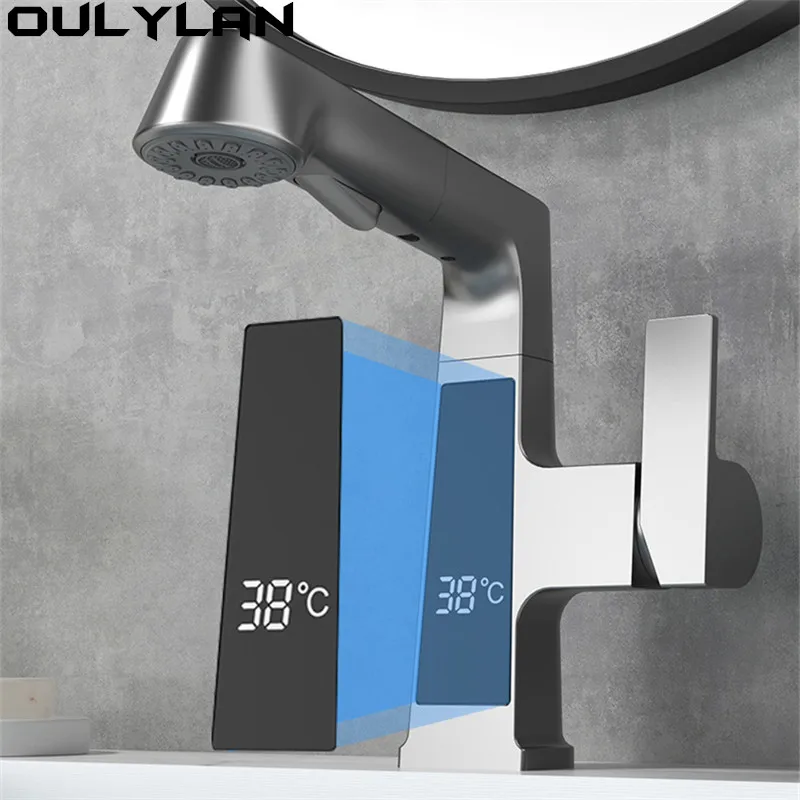 Oulylan All Vopper Intelligent Digital Display Faucet Cold & Hot Pull-Out Faucet Retractable Swivel Faucet for Bathroom Basin
Oulylan All Vopper Intelligent Digital Display Faucet Cold & Hot Pull-Out Faucet Retractable Swivel Faucet for Bathroom Basin