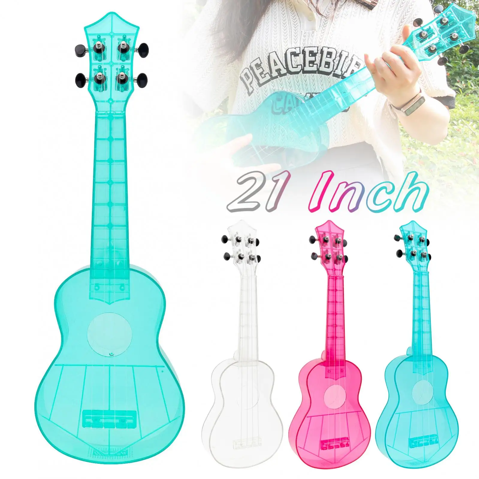 21Inch Soprano Ukulele Transparent PC Material Integral Unibody Lightweight Candy Colored 3 Strings Guitar
21Inch Soprano Ukulele Transparent PC Material Integral Unibody Lightweight Candy Colored 3 Strings Guitar