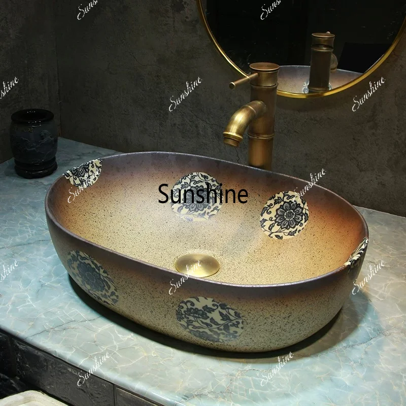 Blue and white antique washbasin splash-proof balcony overflow ceramic
Blue and white antique washbasin splash-proof balcony overflow ceramic