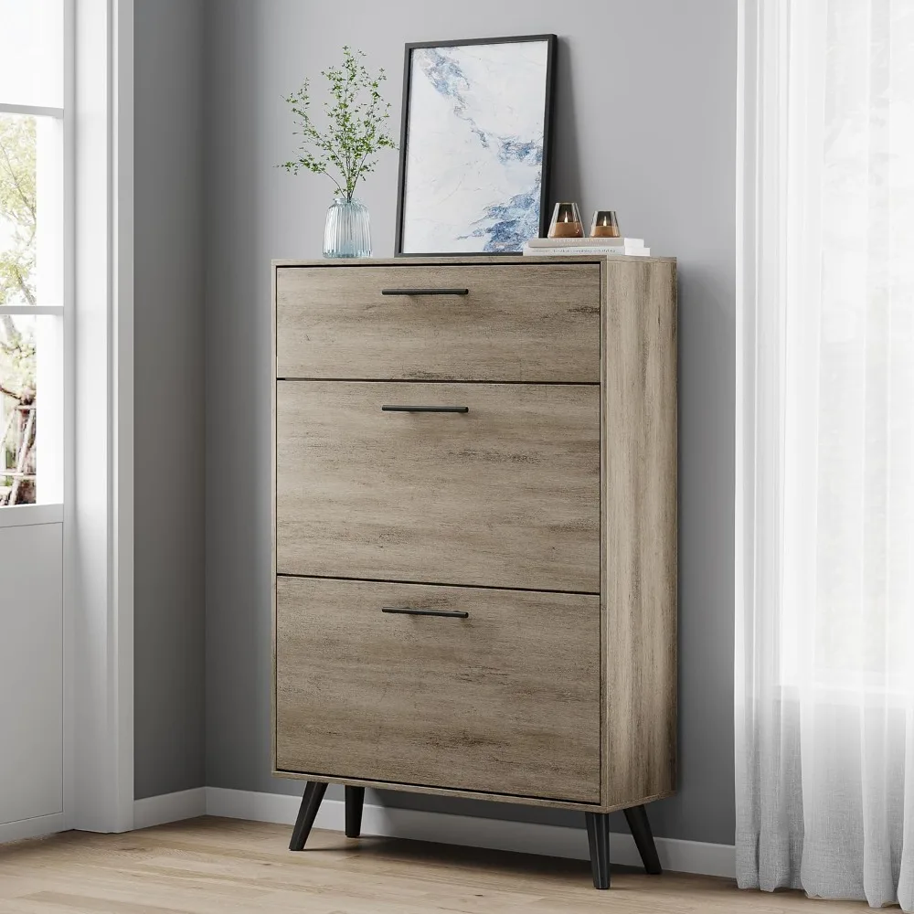 Shoe Cabinet, Entryway Shoe Storage Cabinet with 2 Flip Drawers and Hidden Cabinet, Freestanding Shoe Organizer Cabinet, Wooden
Shoe Cabinet, Entryway Shoe Storage Cabinet with 2 Flip Drawers and Hidden Cabinet, Freestanding Shoe Organizer Cabinet, Wooden