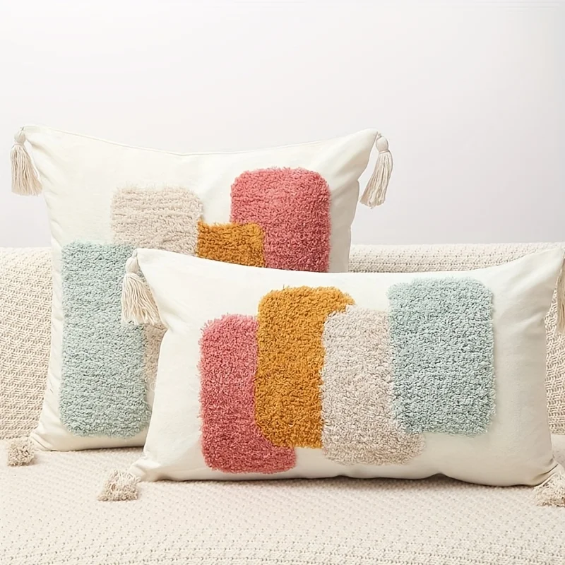  Красочная бархатная наволочка с геометрическим рисунком - большая наволочка с кисточками для декора спальни/гостиной
Красочная бархатная наволочка с геометрическим рисунком - большая наволочка с кисточками для декора спальни/гостиной