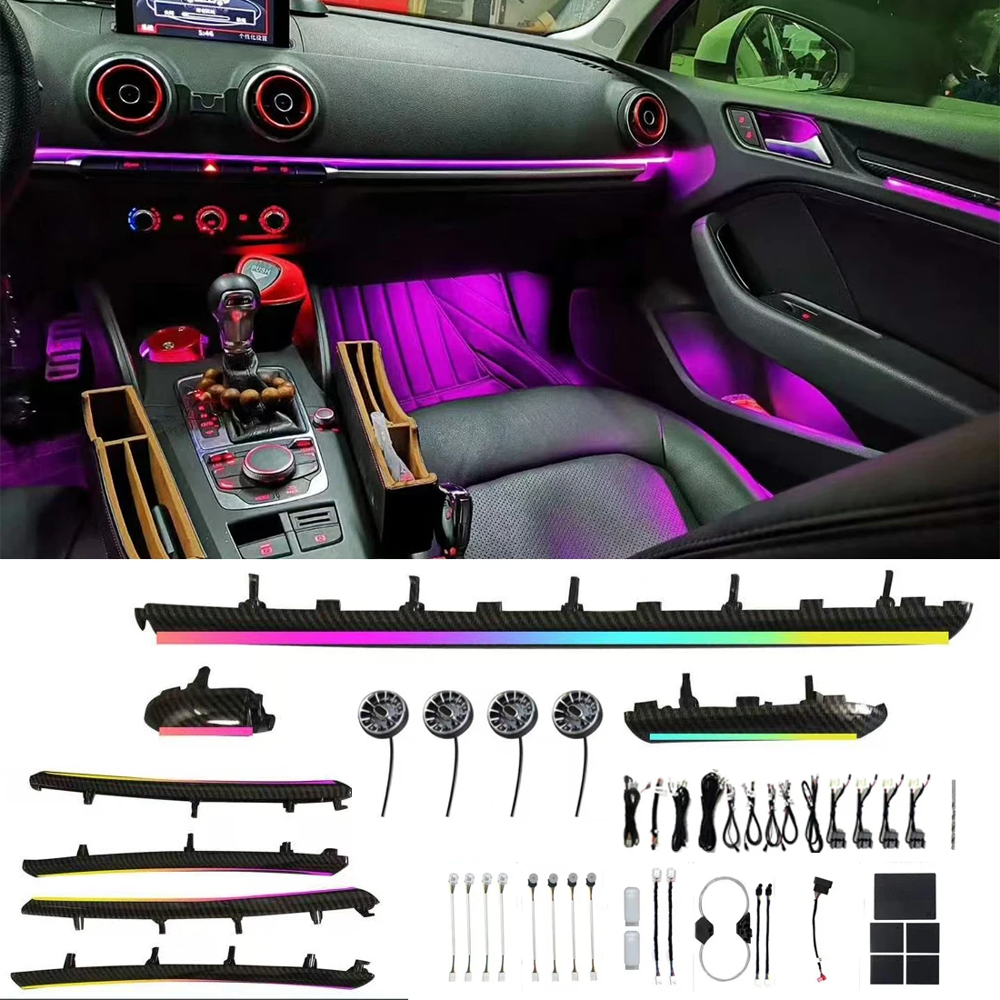 For Audi A3 S3 RS3 8V 8Y 2013-2020 MQB LED Ambient Lights Air Vent Interior Dashboard Cup Holder Car Door Decorative Lamp APP
For Audi A3 S3 RS3 8V 8Y 2013-2020 MQB LED Ambient Lights Air Vent Interior Dashboard Cup Holder Car Door Decorative Lamp APP