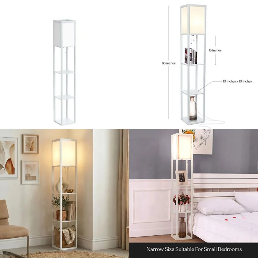 Maxwell - Modern Shelf Floor Lamp with Lamp Shade and Warm LED Bulb, Corner Display Floor Lamp with Shelves for Living Room, Be
Maxwell - Modern Shelf Floor Lamp with Lamp Shade and Warm LED Bulb, Corner Display Floor Lamp with Shelves for Living Room, Be