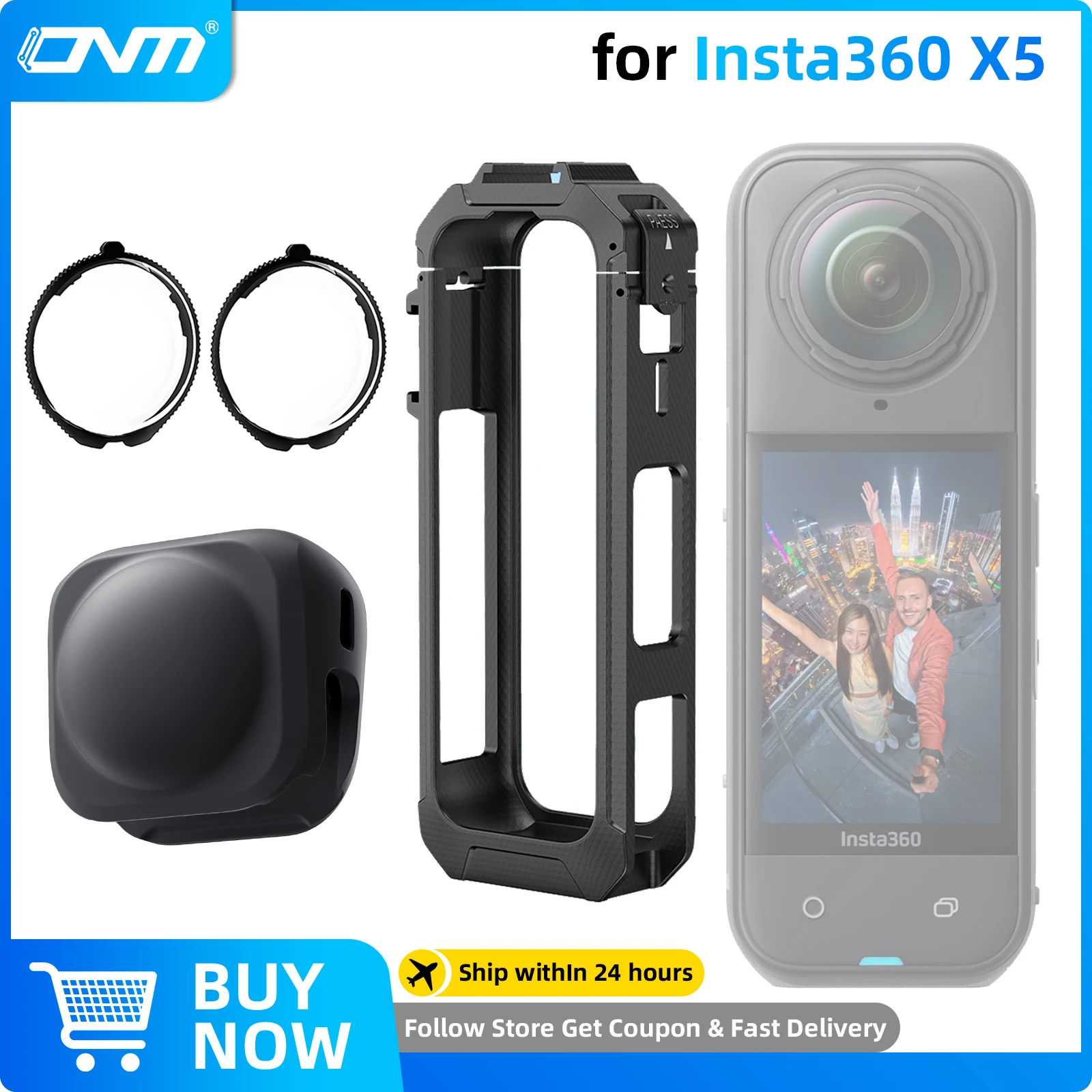 Accessories Set for Insta360 X5, Premium Glass Lens Guards & Magnetic PC Frame Cage & Silicone Lens Cap, for Insta 360 X5 Camera
Accessories Set for Insta360 X5, Premium Glass Lens Guards & Magnetic PC Frame Cage & Silicone Lens Cap, for Insta 360 X5 Camera