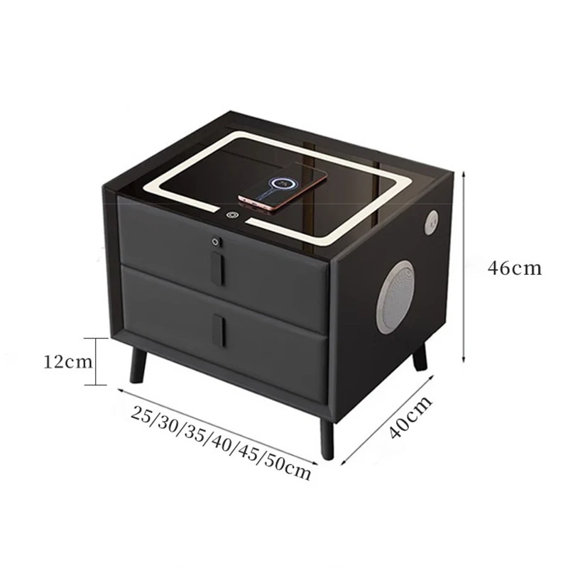 //Luxury Modern Wood Bedroom Nightstands Cabinet 2-Drawer LED Lights Fingerprint Lock Bluetooth Stereo Charging Station Smart
//Luxury Modern Wood Bedroom Nightstands Cabinet 2-Drawer LED Lights Fingerprint Lock Bluetooth Stereo Charging Station Smart