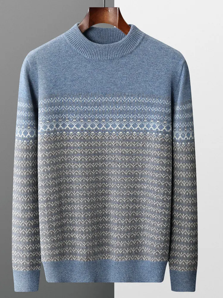 100% Australian pure wool semi-turtleneck thickened jacquard solid color sweater business casual knitted sweater
100% Australian pure wool semi-turtleneck thickened jacquard solid color sweater business casual knitted sweater