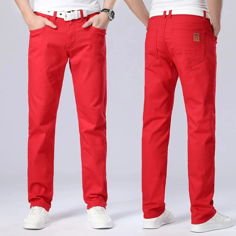 New Spring Autumn Men's Red Jeans Classic Style Straight Elasticity Cotton Denim Pants Male Brand White Trousers
New Spring Autumn Men's Red Jeans Classic Style Straight Elasticity Cotton Denim Pants Male Brand White Trousers