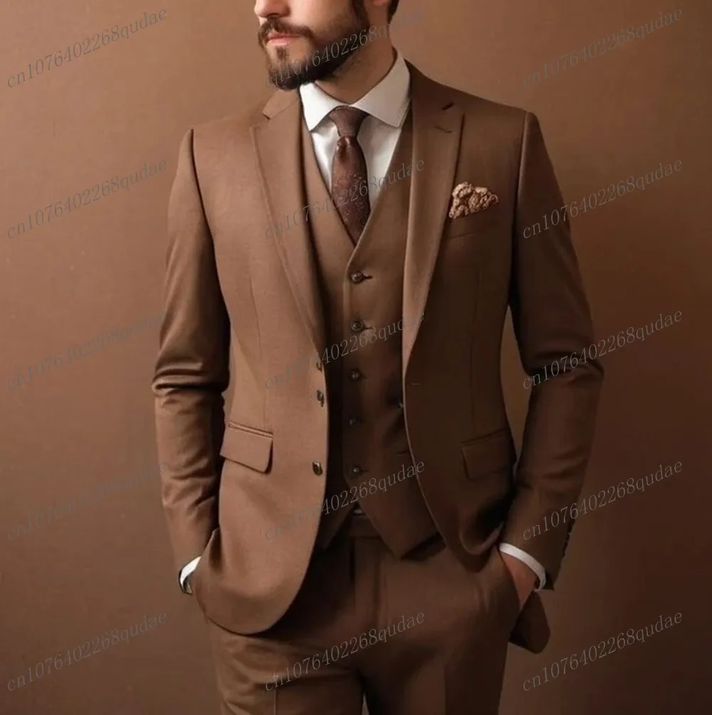 Brown Men Suit Wedding Party Groom Suits Groomsman Male Tuxedos Bridegroom Costume 3 Piece Set Blazer Vest Pants
Brown Men Suit Wedding Party Groom Suits Groomsman Male Tuxedos Bridegroom Costume 3 Piece Set Blazer Vest Pants