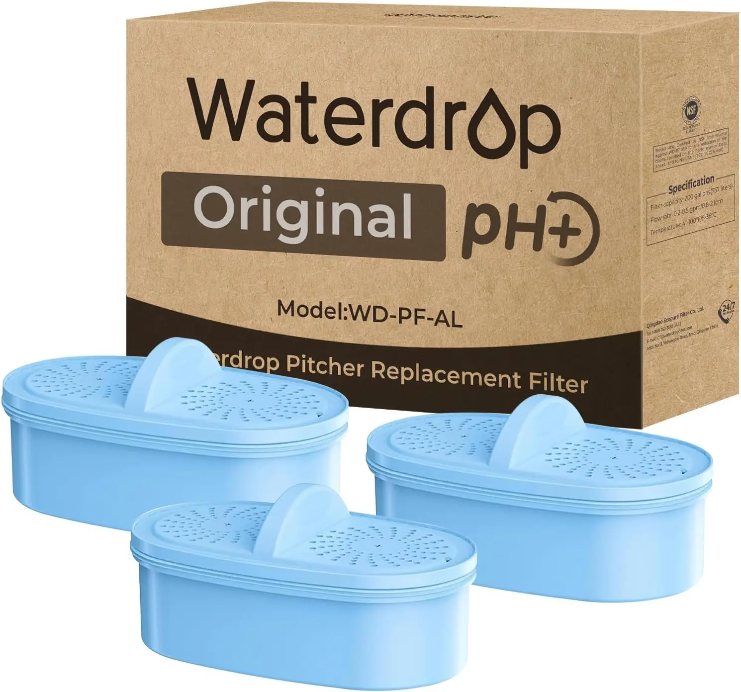Alkaline Water Filter Replacement for Pitcher & Dispenser, Raises pH, Enhances Coffee Taste, Lasts 100 Gal/2 Months, 3-Pack
Alkaline Water Filter Replacement for Pitcher & Dispenser, Raises pH, Enhances Coffee Taste, Lasts 100 Gal/2 Months, 3-Pack