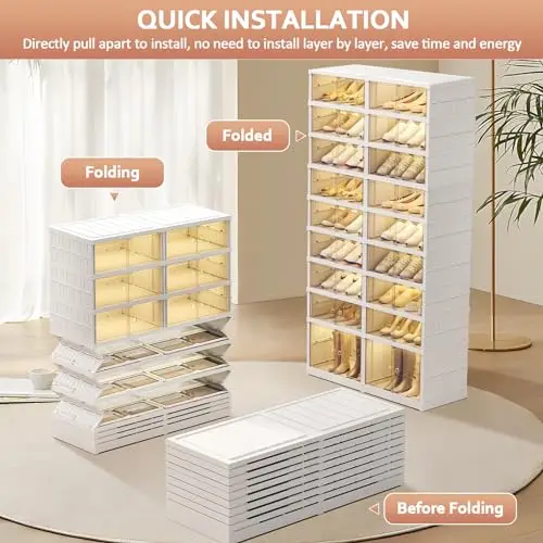9-Tier Foldable Shoe Organizer With Transparent Doors, 36-Pair Capacity, Quick-Install Plastic Cabinet For Hallway Or Living
9-Tier Foldable Shoe Organizer With Transparent Doors, 36-Pair Capacity, Quick-Install Plastic Cabinet For Hallway Or Living