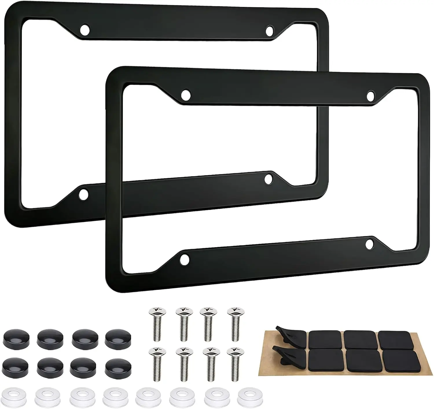 2 Pack Black License Plate Frames - Heavy Duty Stainless Steel with 4 Holes, Rattle Proof Rustproof for Front Rear Cars with
2 Pack Black License Plate Frames - Heavy Duty Stainless Steel with 4 Holes, Rattle Proof Rustproof for Front Rear Cars with