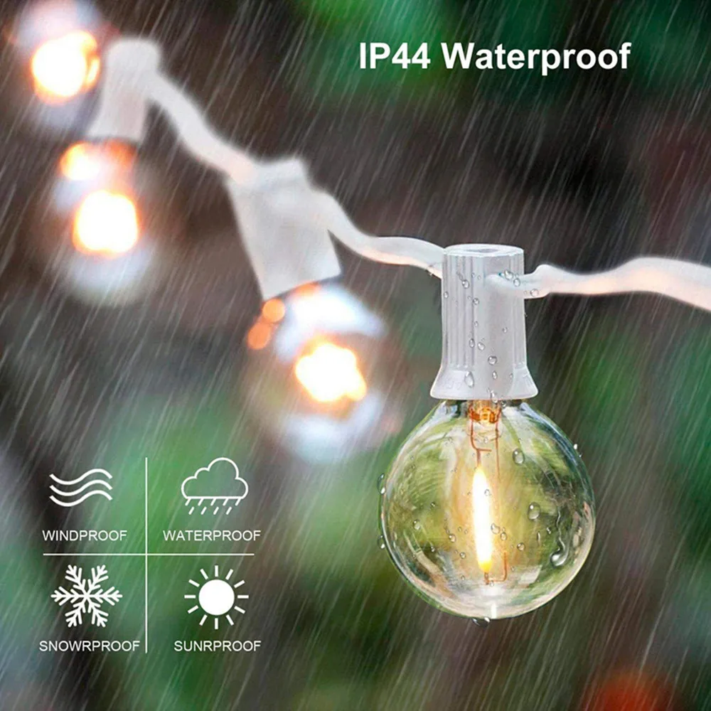 White Cable G40 Patio LightsString Lights, Outdoor Shatterproof Bulbs, Weatherproof Hanging Light for Party, Wedding, Holiday
White Cable G40 Patio LightsString Lights, Outdoor Shatterproof Bulbs, Weatherproof Hanging Light for Party, Wedding, Holiday